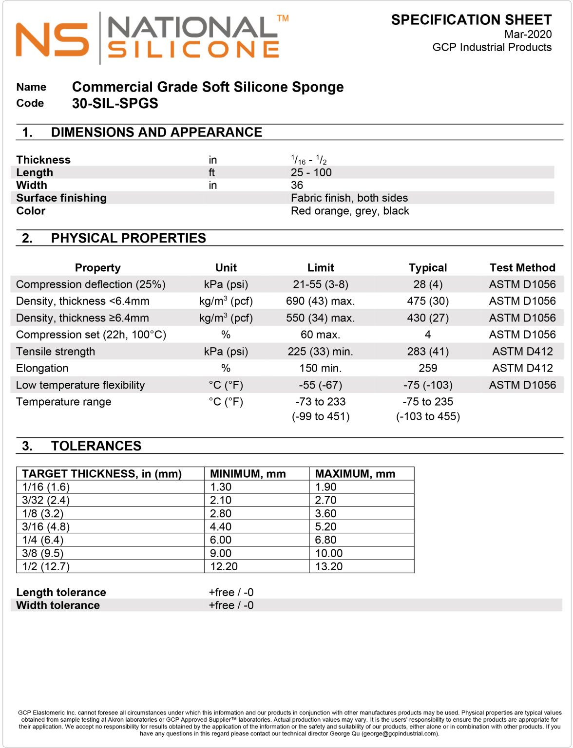 Feuille de caoutchouc éponge en silicone souple National Silicone — free download