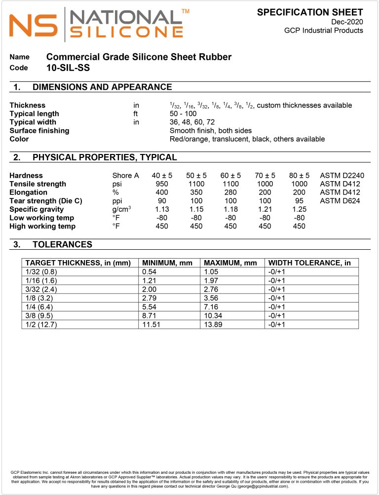 Commercial Grade Silicone Sheet National Silicone