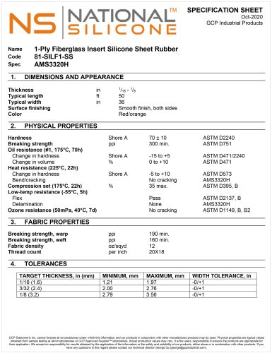 Fiberglass Reinforced Silicone Sheet