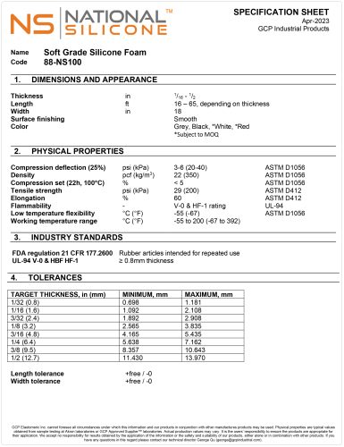 National Silicone 88-NS100 Soft Foam_202304