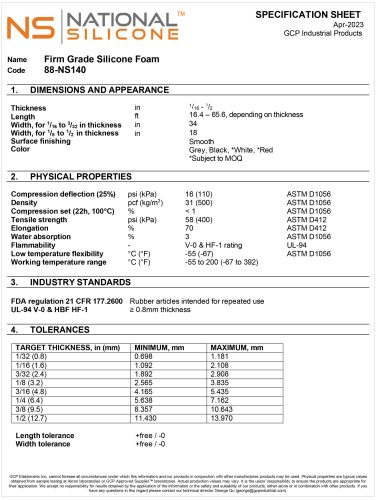 National Silicone 88-NS140 Firm Foam_202304